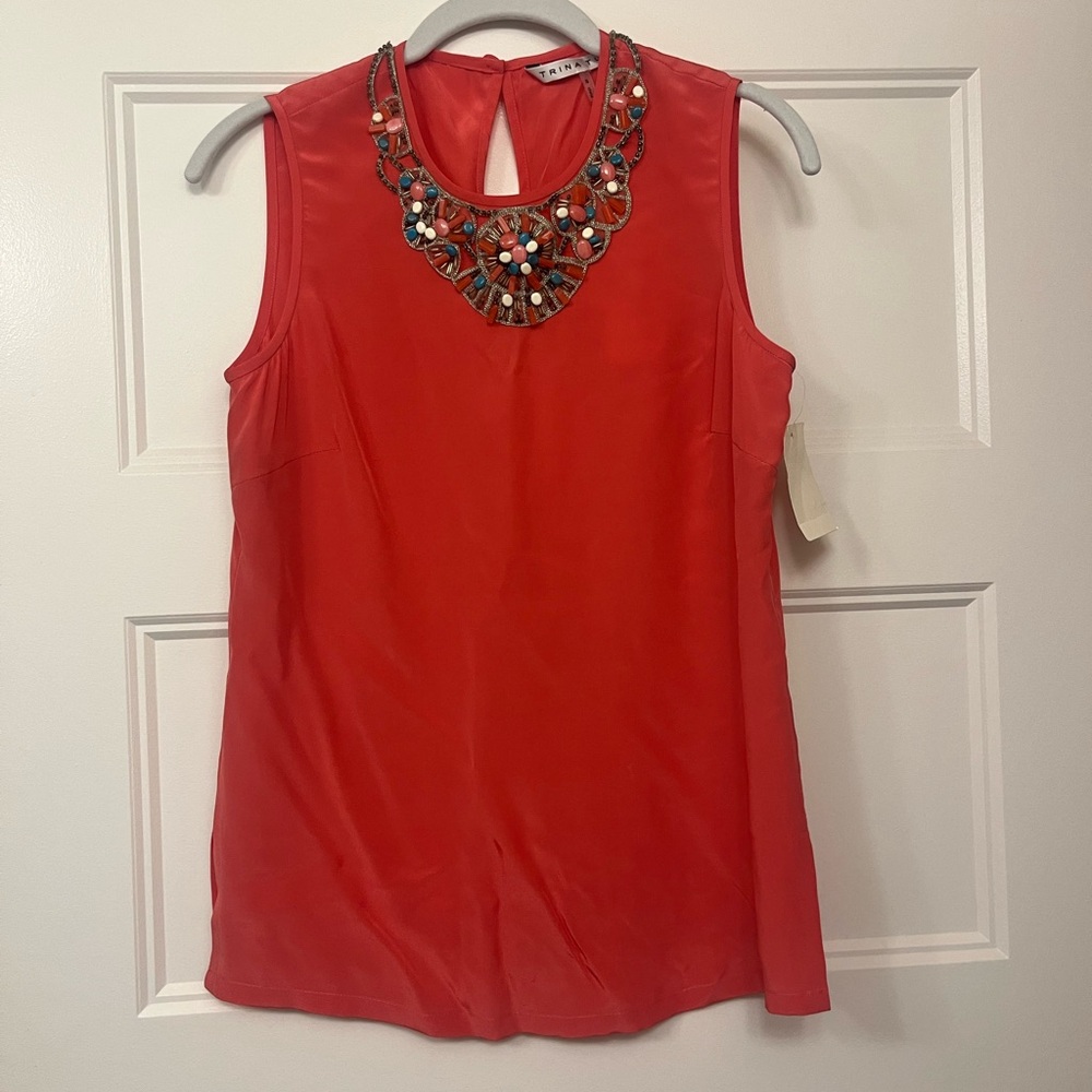Coral Trina Turk sleeveless blouse